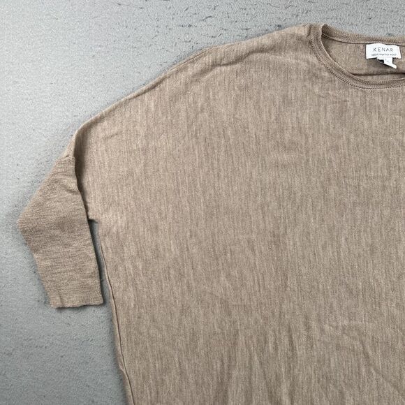 Kenar‎ Heathered Beige 100% Merino Wool Oversized Dolman Sleeve Sweater Small - Picture 3 of 16